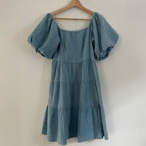 Sim & Sam Chambray Puff Sleeve Dress